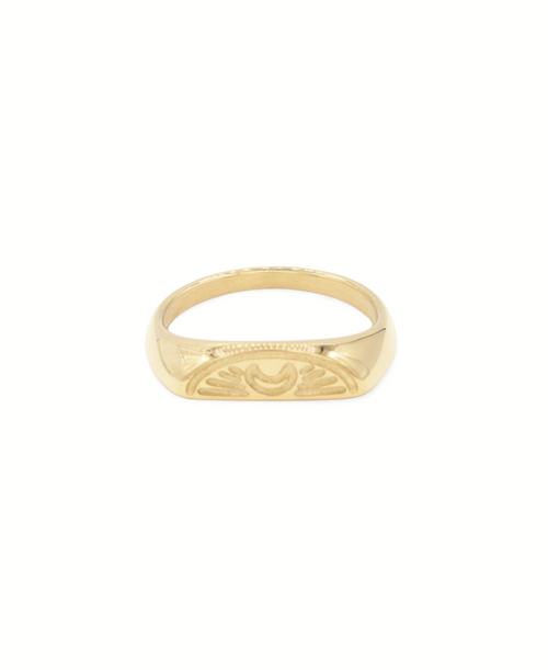 Tied Ring - Moon, Ring gold, Produktfoto, Front View