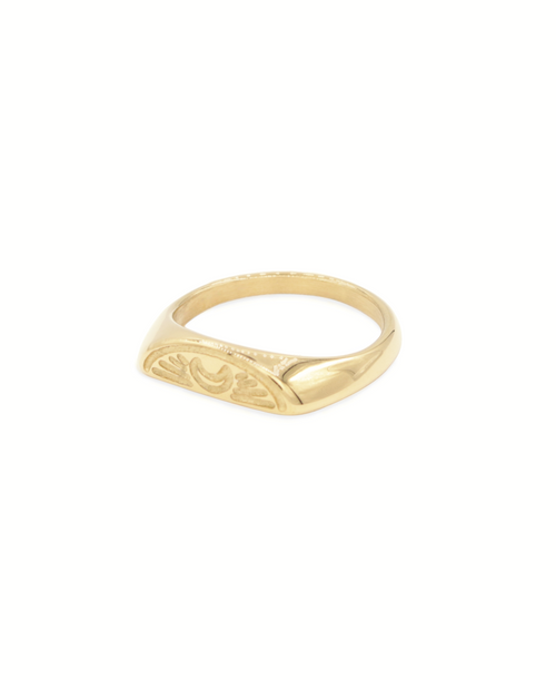 Tied Ring - Moon, Ring gold, Produktfoto, Side View