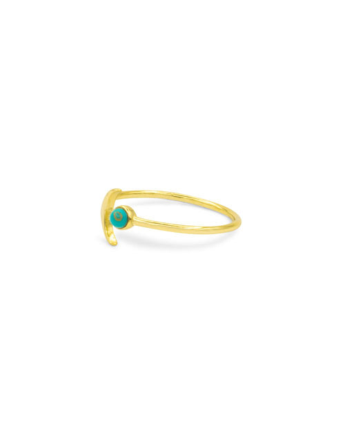 Turquoise Moon Ring, Ring gold türkis, Produktfoto, Side View