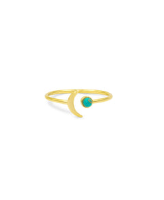 Turquoise Moon Ring, Ring gold türkis, Produktfoto, Front View