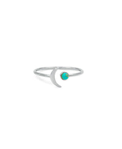 Turquoise Moon Ring, Ring silber türkis, Produktfoto, Front View