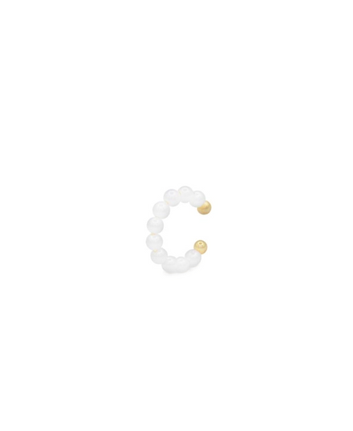 White Bubble Ear Cuff, Ear Cuff gold perle, Produktfoto, Side View
